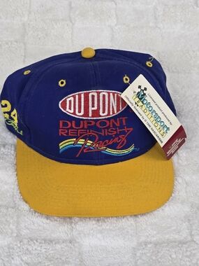 VINTAGE JEFF GORDON #24 NASCAR WINSTON CUP SERIES SNAPBACK HAT BLUE + YELLOW NWT